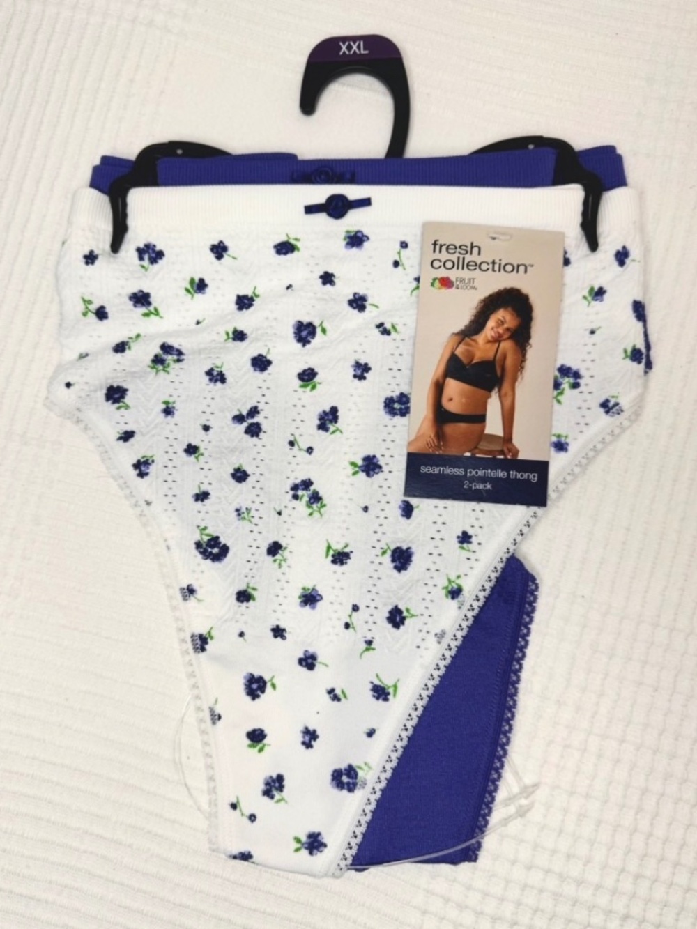 Fruit of the Loom, Seamless Pointelle Thong 2-pack, 2XL